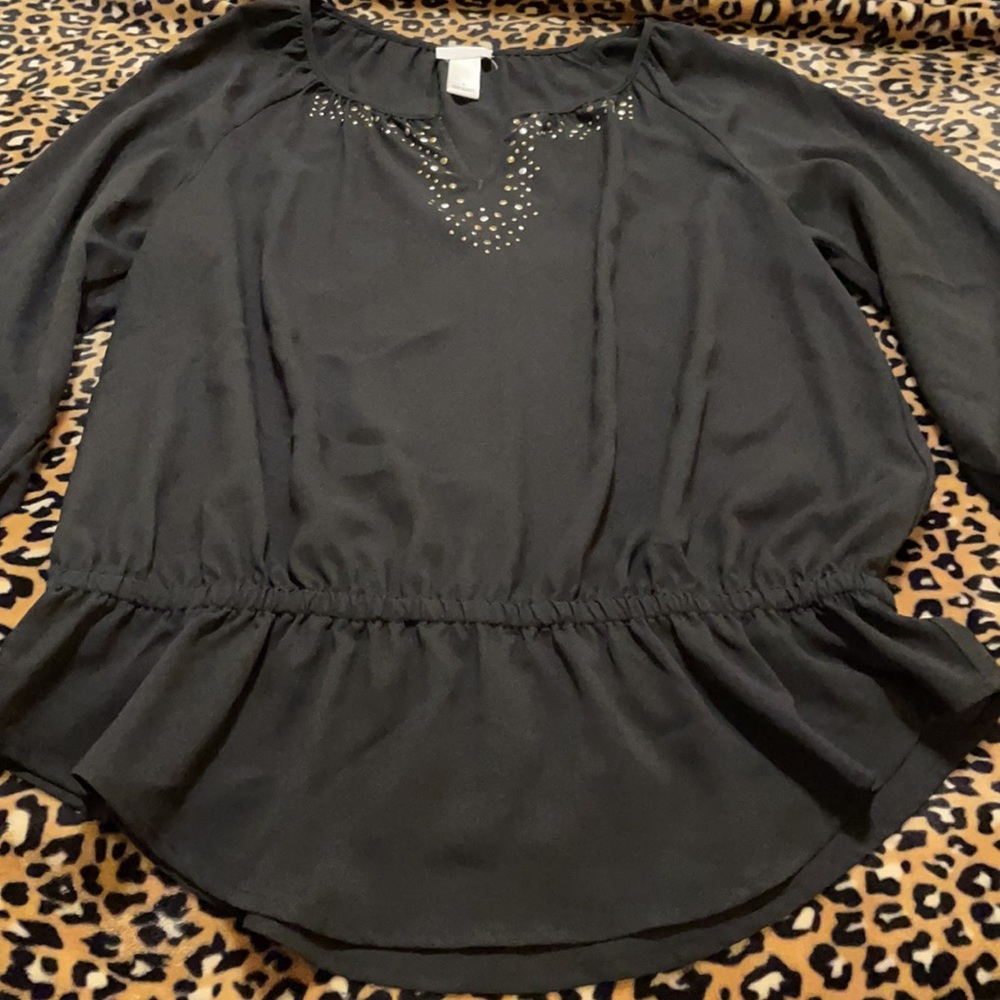Chico’s embellished 3/4 sleeves pheasant top - Picture 6 of 6